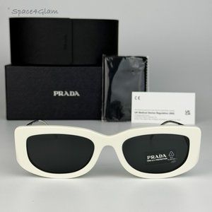 NEW Prada PR14YS 1425S0 Talc Dark Grey Rectangle Unisex Sunglasses